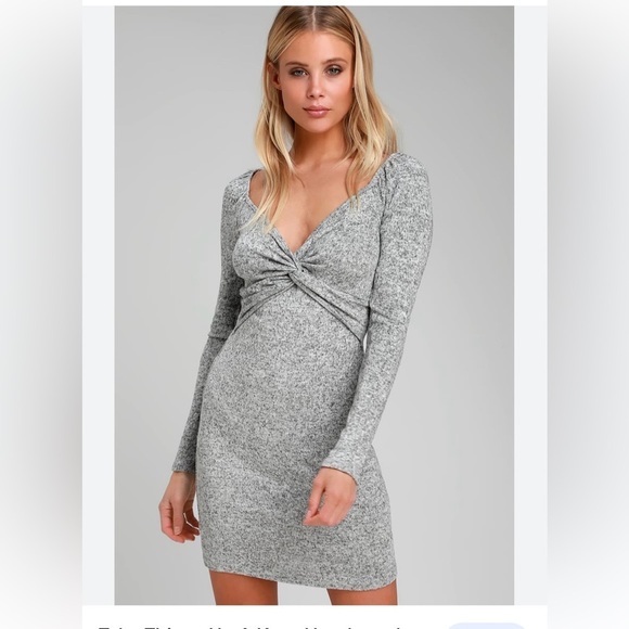 Lulus Dresses & Skirts - Lulus Take Things Up A Knot Feathered Gray Bodycon Dress Size Small